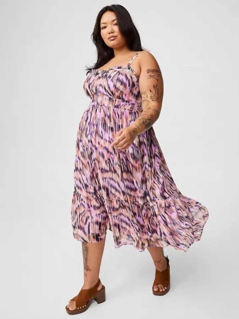 Torrid Midi Chiffon Sleeveless Tiered Dress